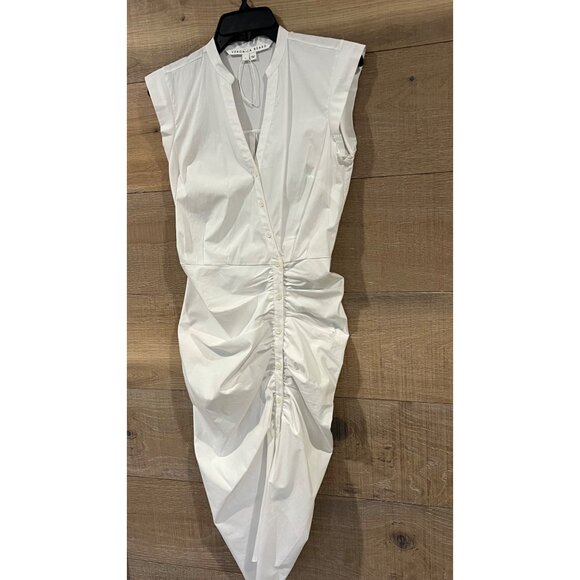 VERONICA BEARD Core Bell Ruched white Mini Shirt dress size 0 - Picture 5 of 6